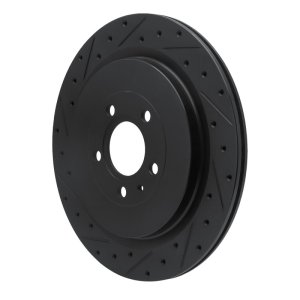 Ford Mustang Brake Rotor (1) - Rear Left - R1 Concepts - Drilled & Slotted - Black - `13-`14